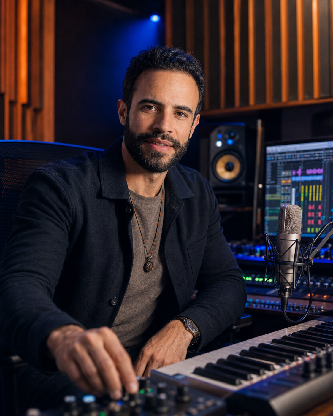 Marcos produzindo no estúdio da MFX Records